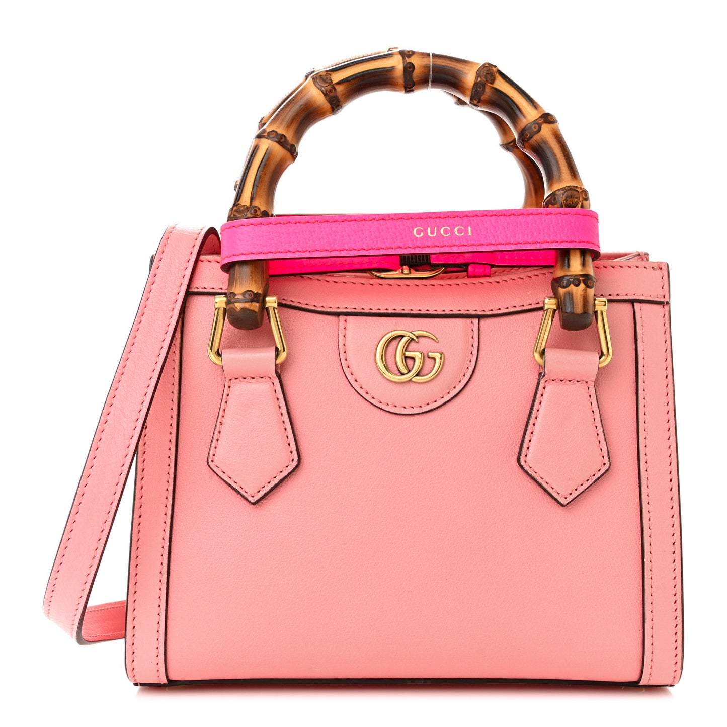 Wonka Grain Calfskin Mini Diana Tote Bag Wild Rose Fuxia Fluo