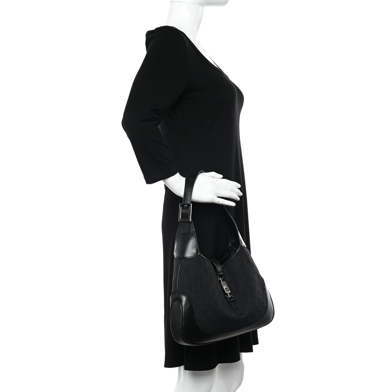 Gucci Monogram Small Jackie O Hobo Black 2 of 16