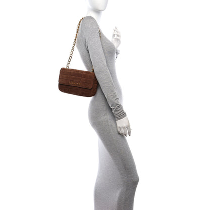 Celine Suede Matelasse Quilted Chain Shoulder Bag Brown 2 of 9