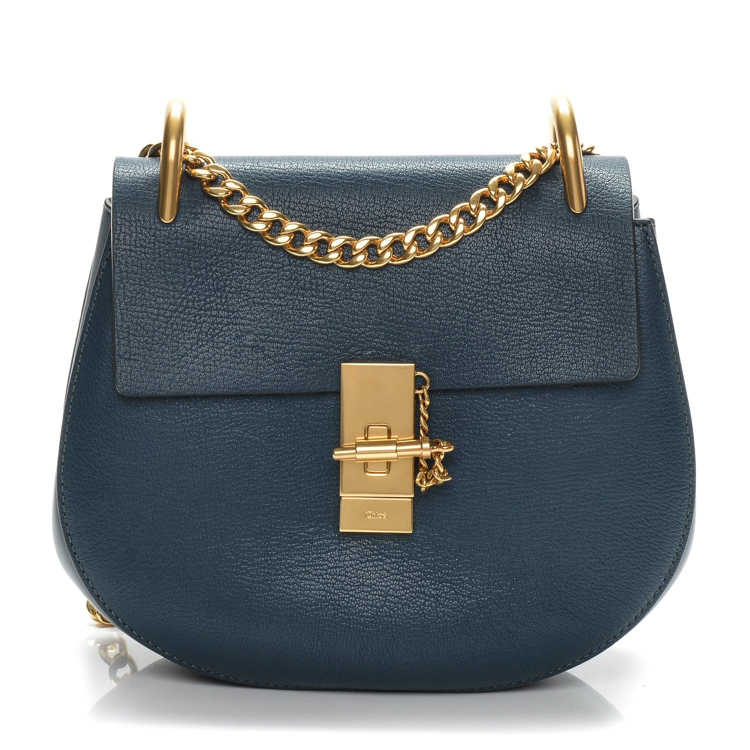 Chloe Grained Lambskin Drew Shoulder Bag Denim Blue 1 of 6