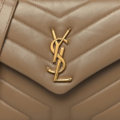 Saint Laurent Calfskin Y Quilted Monogram Small Loulou Chain Satchel Dark Beige 8 of 10
