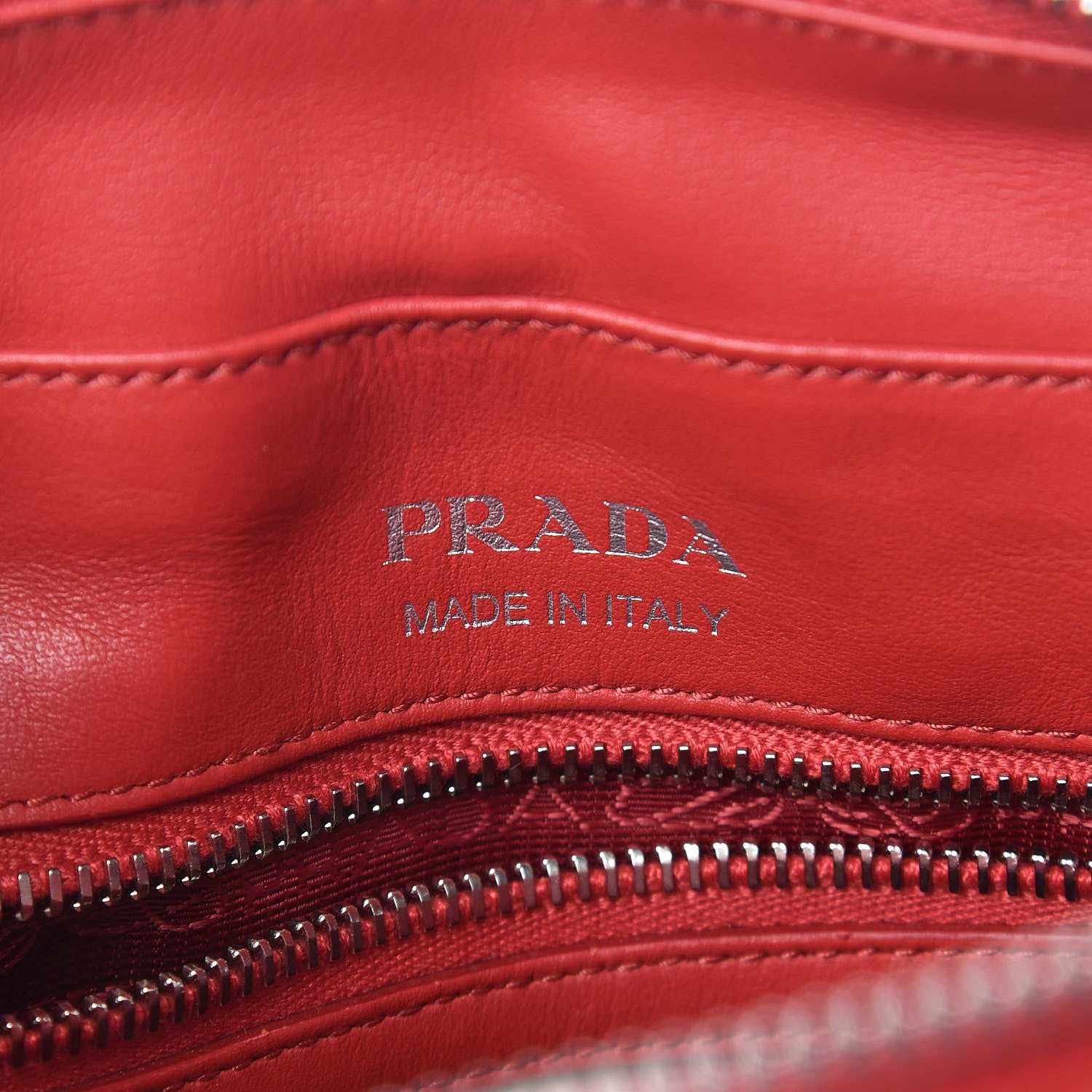 Prada Soft Calfskin Impunture Diagramme Top Handle Crossbody Bag Rosso 6 of 10