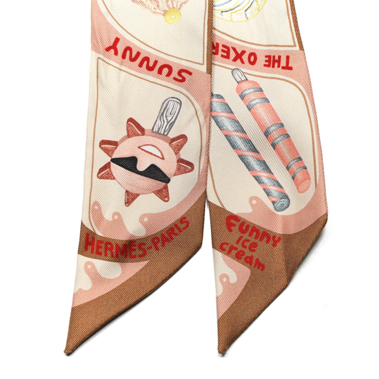 Hermes Silk Funny Ice Cream Twilly Beige Cream Vert 2 of 4