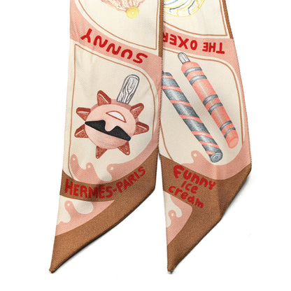 Hermes Silk Funny Ice Cream Twilly Beige Cream Vert 2 of 4