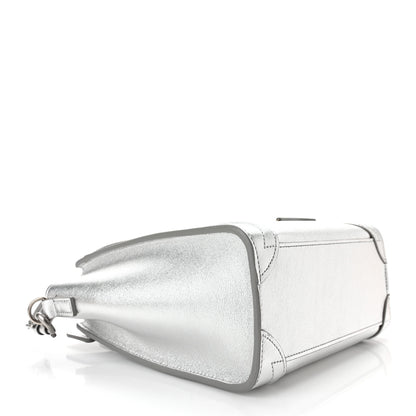 Celine Laminated Lambskin Nano Luggage Silver 4 of 12