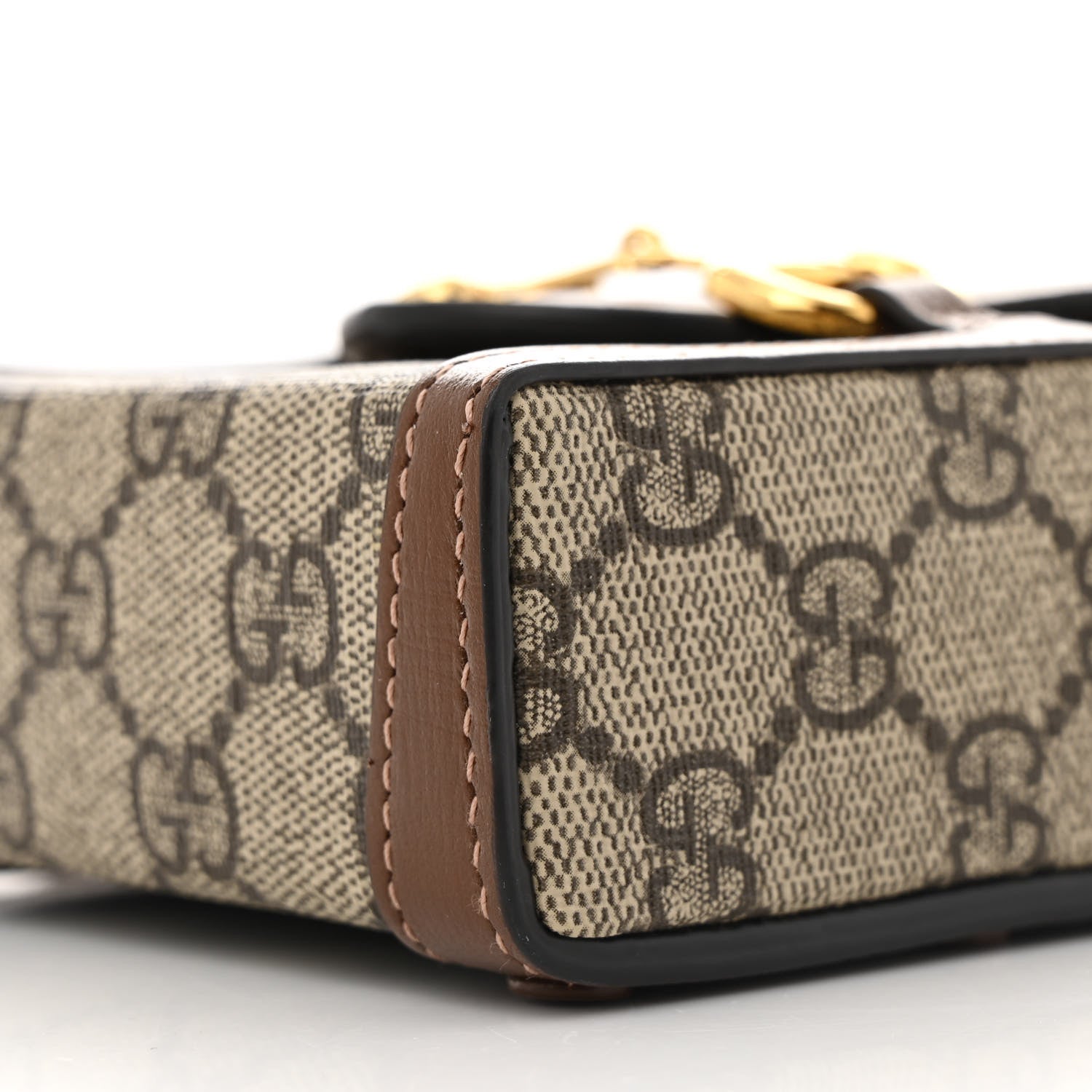 Gucci GG Supreme Monogram Mini Horsebit 1955 Crossbody Bag Beige Brown Sugar 10 of 11