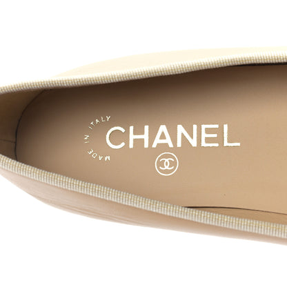 Chanel Lambskin Cap Toe CC Ballerina Flats 39 Beige Black 7 of 8