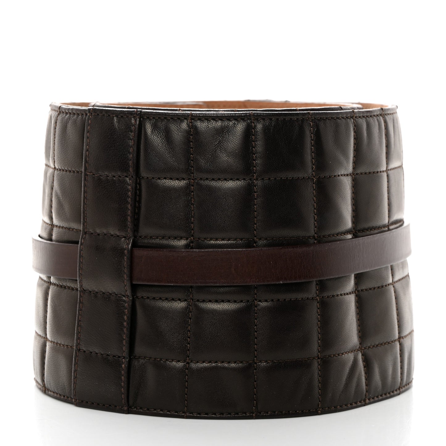 Lambskin Quilted Chocolate Bar Belt 85 34 Brown