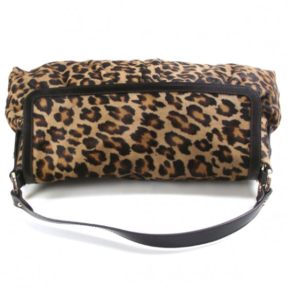 Calf Hair Leopard Print Chef Hobo Brown