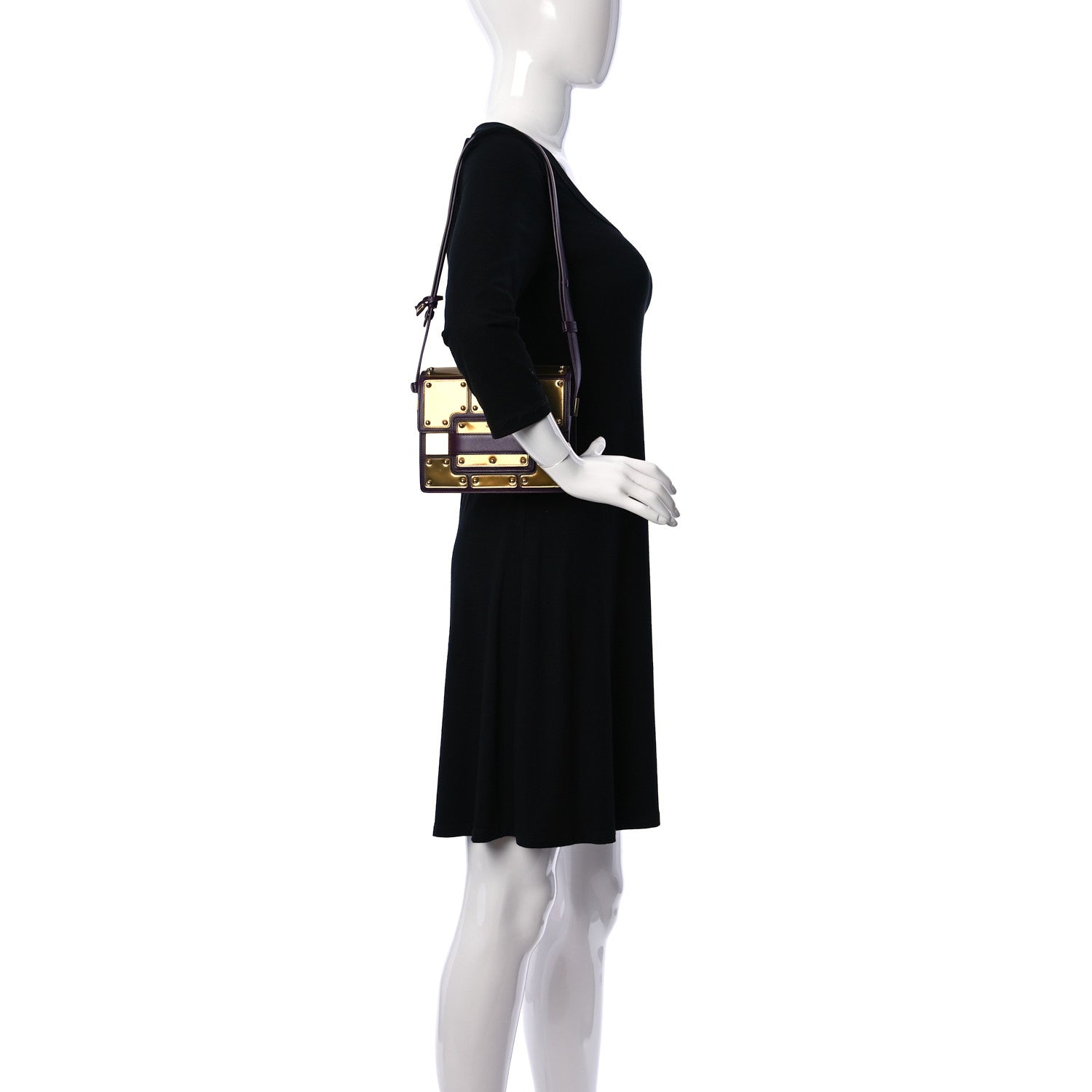 Delvaux Calfskin Mini Iron Shield Madame Crossbody Prune Antique Gold 2 of 11