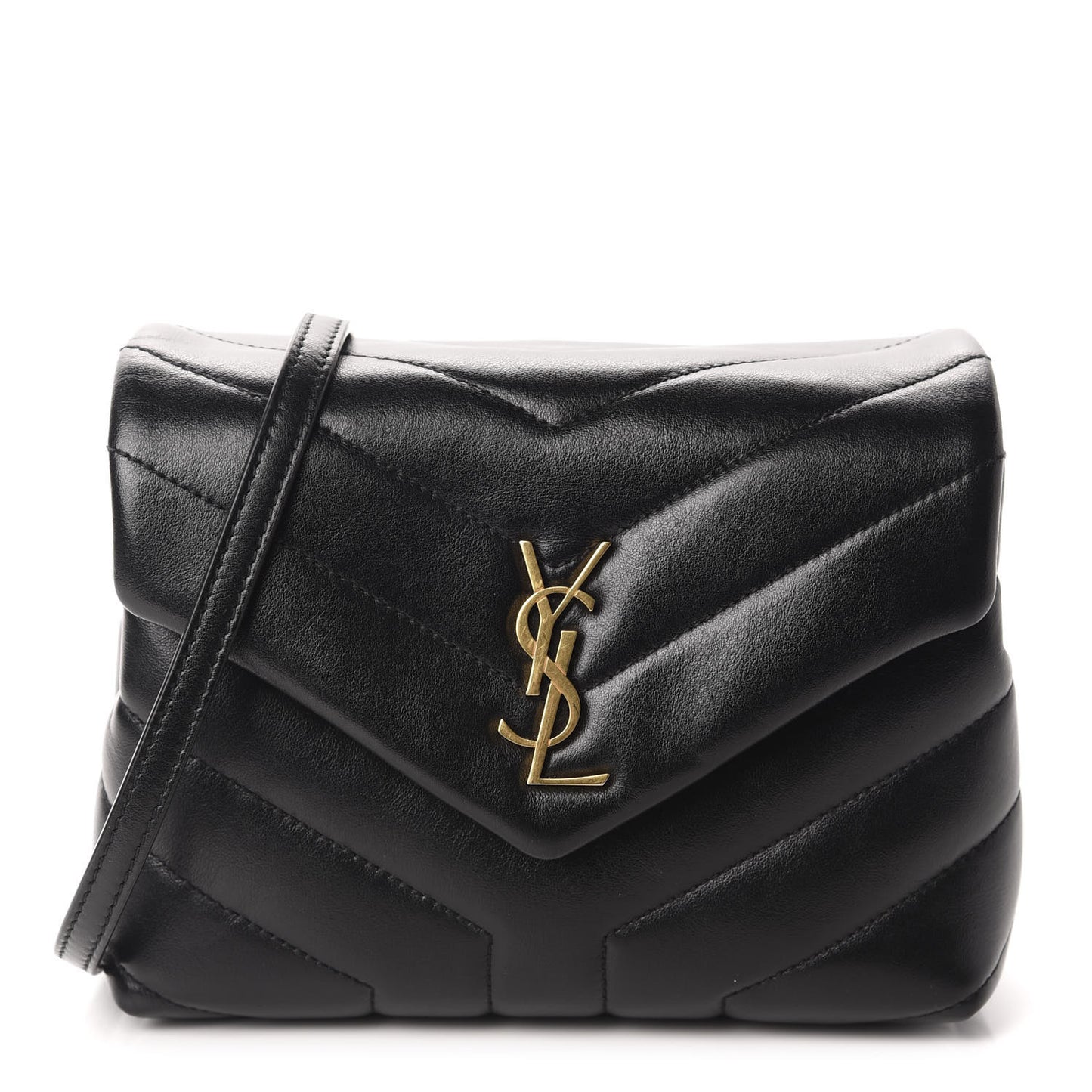 Calfskin Y Quilted Monogram Toy Loulou Crossbody Bag Black