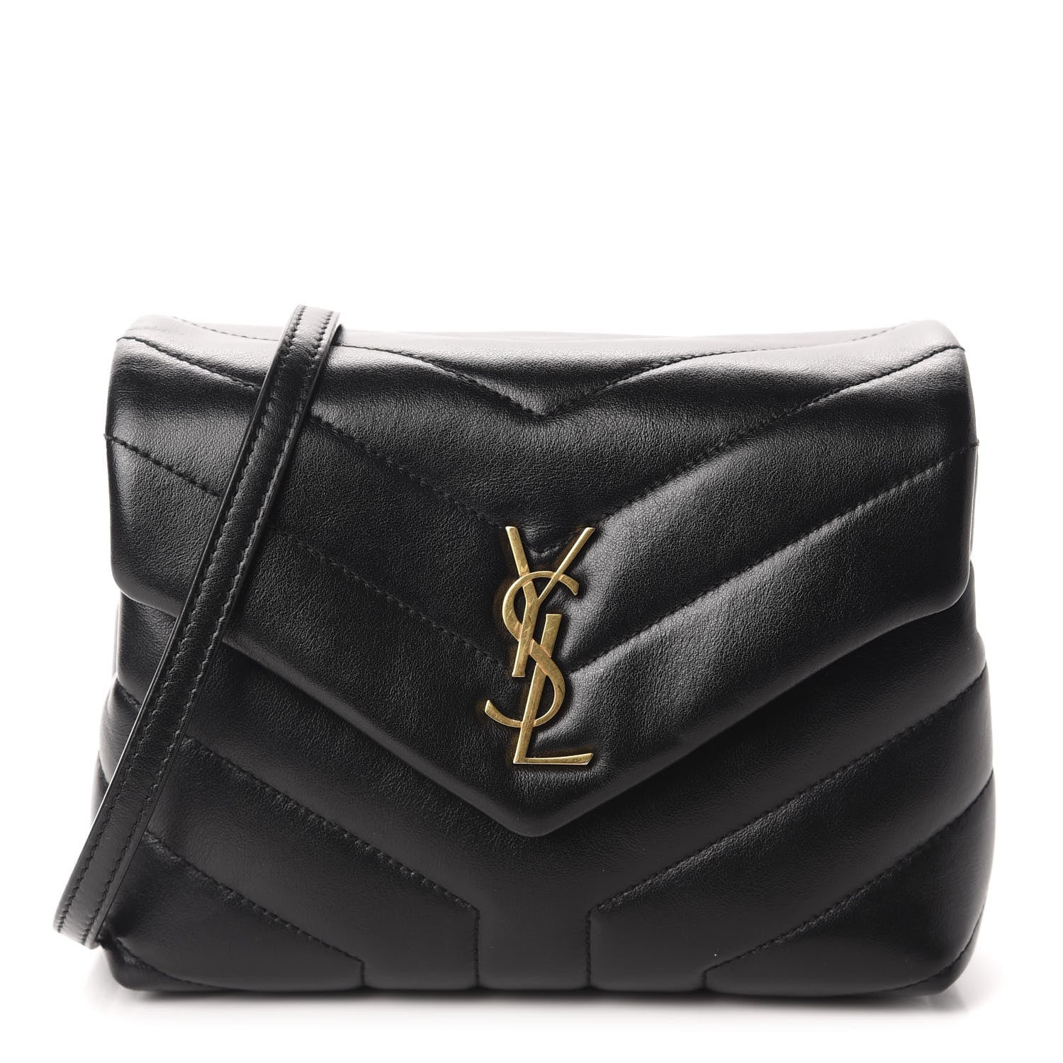 Saint Laurent Calfskin Y Quilted Monogram Toy Loulou Crossbody Bag Black 1 of 12