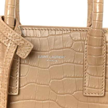 Saint Laurent Calfskin Crocodile Embossed Nano Sac De Jour Brown 8 of 11