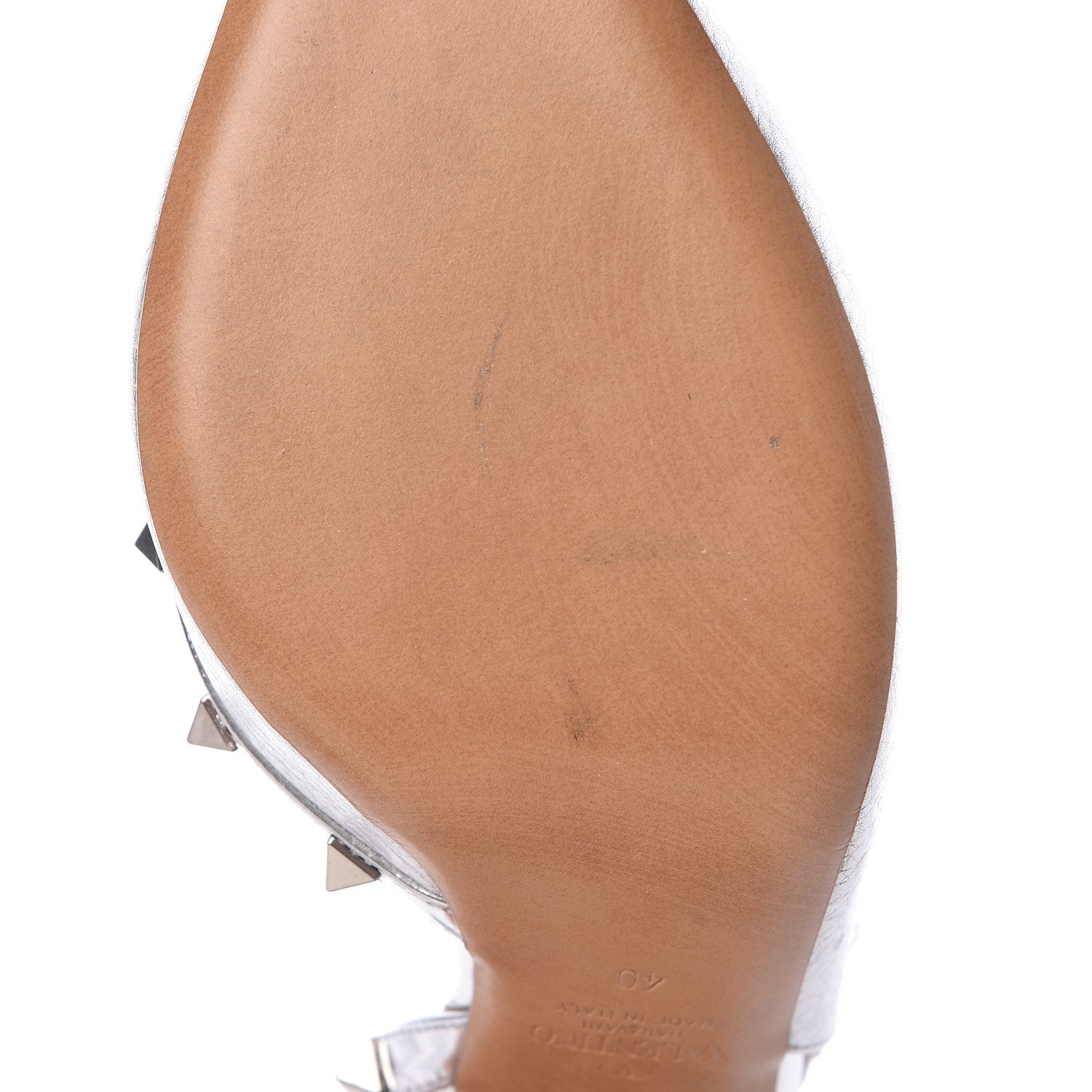 Valentino Garavani Metallic Pebbled Calfskin Rockstud Half D'Orsay Slingback 85mm Pumps 40 Silver 8 of 10