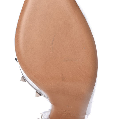 Valentino Garavani Metallic Pebbled Calfskin Rockstud Half D'Orsay Slingback 85mm Pumps 40 Silver 8 of 10