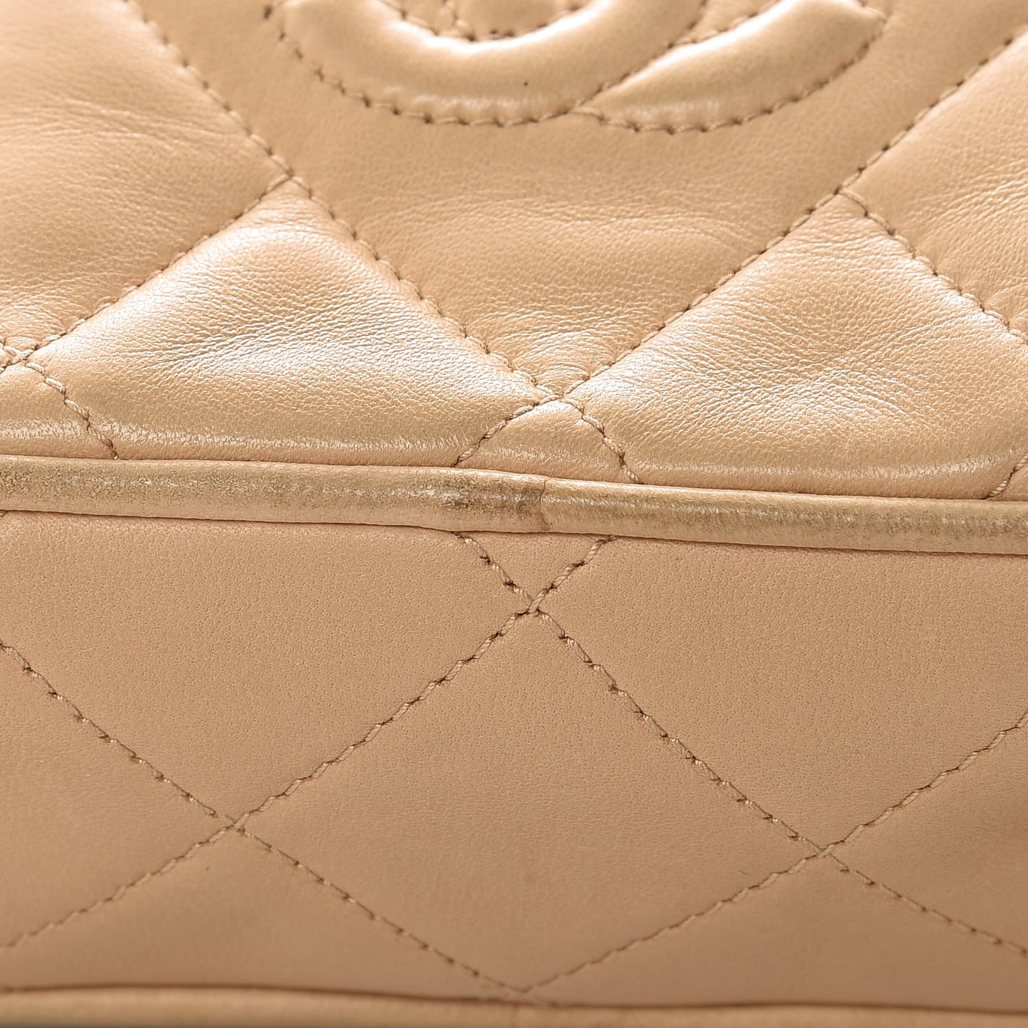 Lambskin Quilted Tassel Camera Case Beige