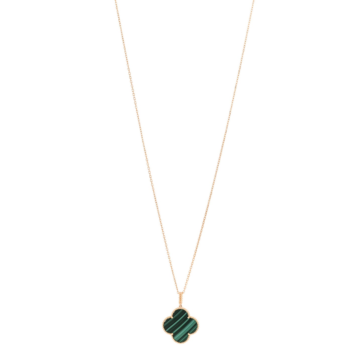 18K Yellow Gold Malachite Magic Alhambra Pendant Necklace