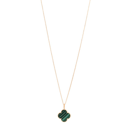 Van Cleef & Arpels 18K Yellow Gold Malachite Magic Alhambra Pendant Necklace 1 of 6