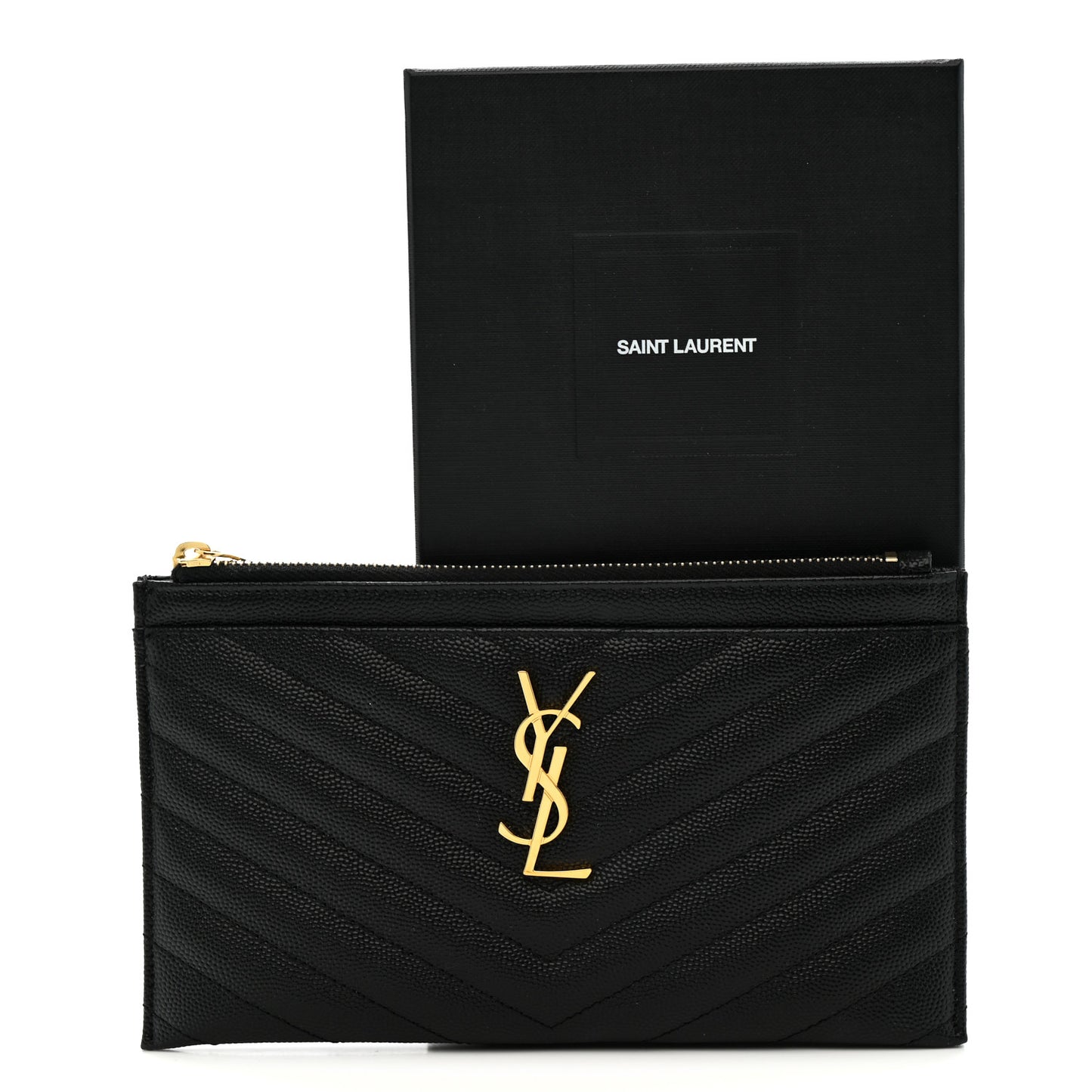 Grain De Poudre Chevron Monogram Bill Pouch Black