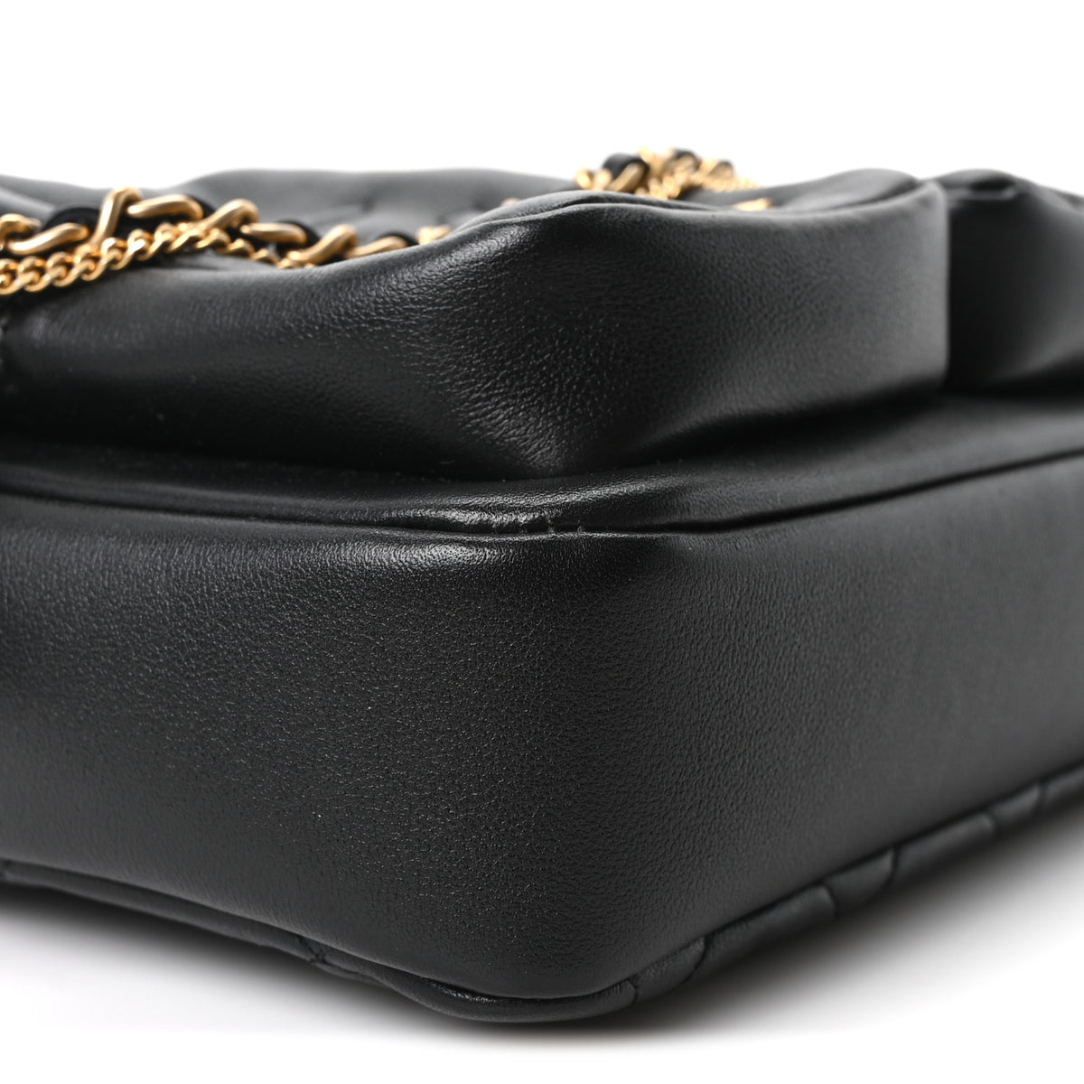 Calfskin Quilted Large Camera Case Black