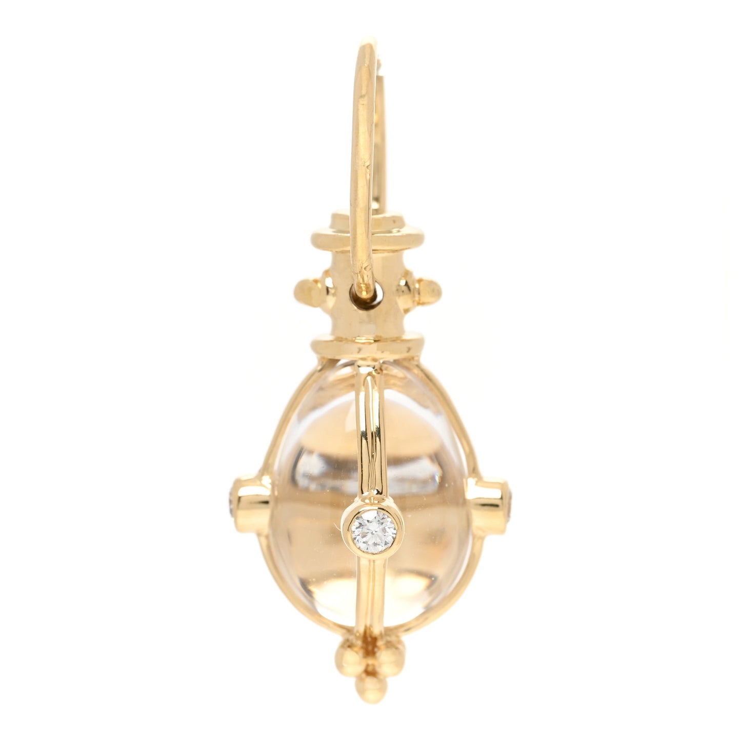 18K Yellow Gold Diamond Rock Crystal XS Classic Amulet Pendant