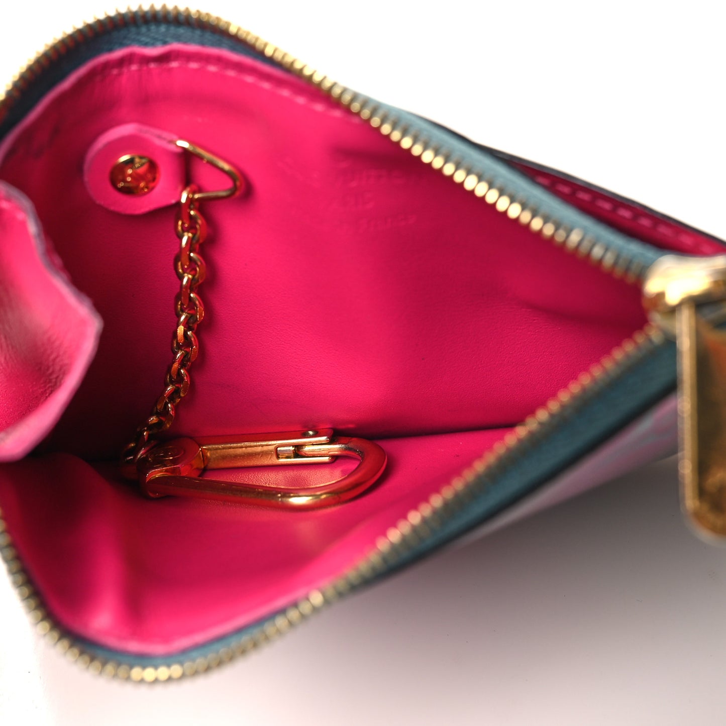 LOUIS VUITTON Metallic Vernis Degrade Key Pouch Blue Pink