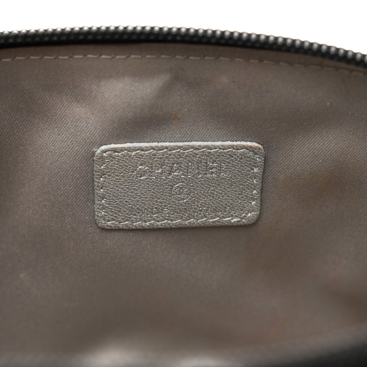Lambskin Camellia Embossed Cosmetic Case Black