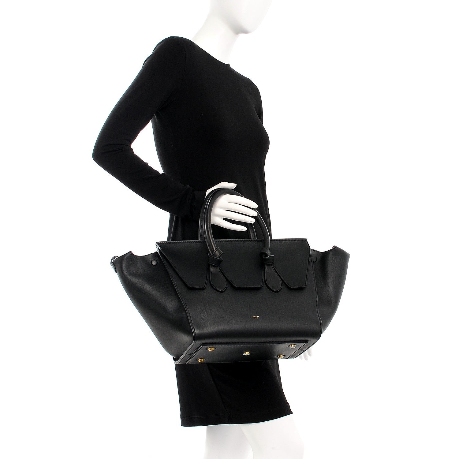 Celine Smooth Calfskin Small Tie Knot Tote Black 2 of 7