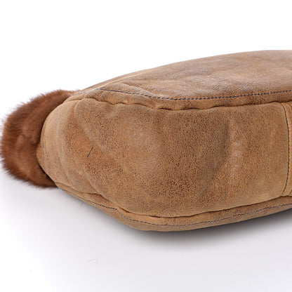 Prada Suede Shearling Mink Fur Crocodile Shoulder Bag Brown 8 of 11