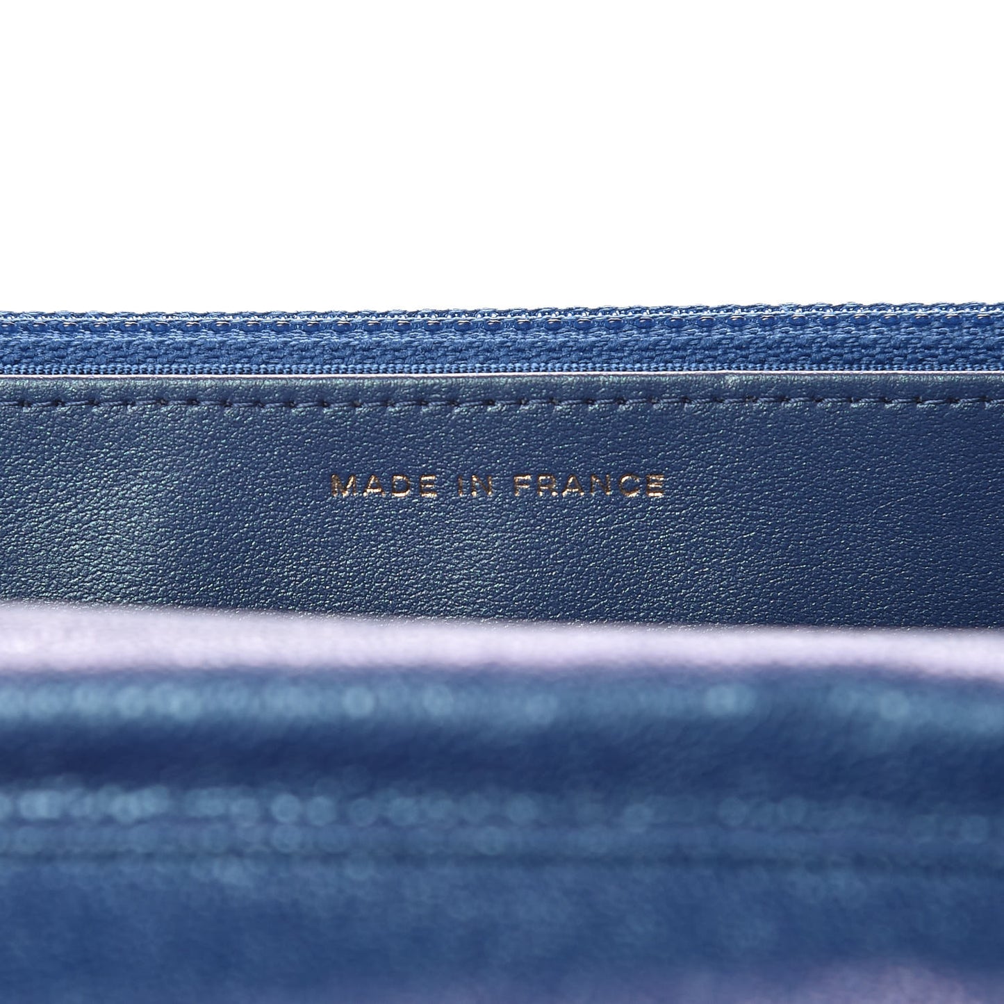 Iridescent Caviar Quilted Wallet On Chain WOC Dark Blue
