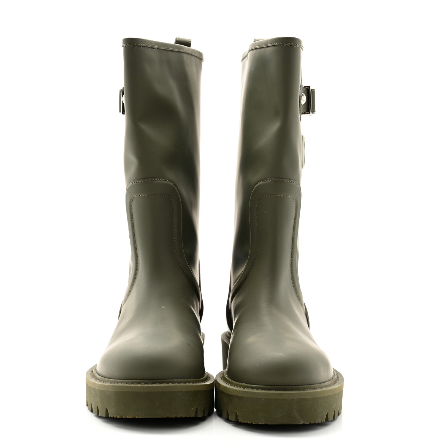 Louis Vuitton Rubber Calfskin Territory Flat Boots 38 Khaki 2 of 9