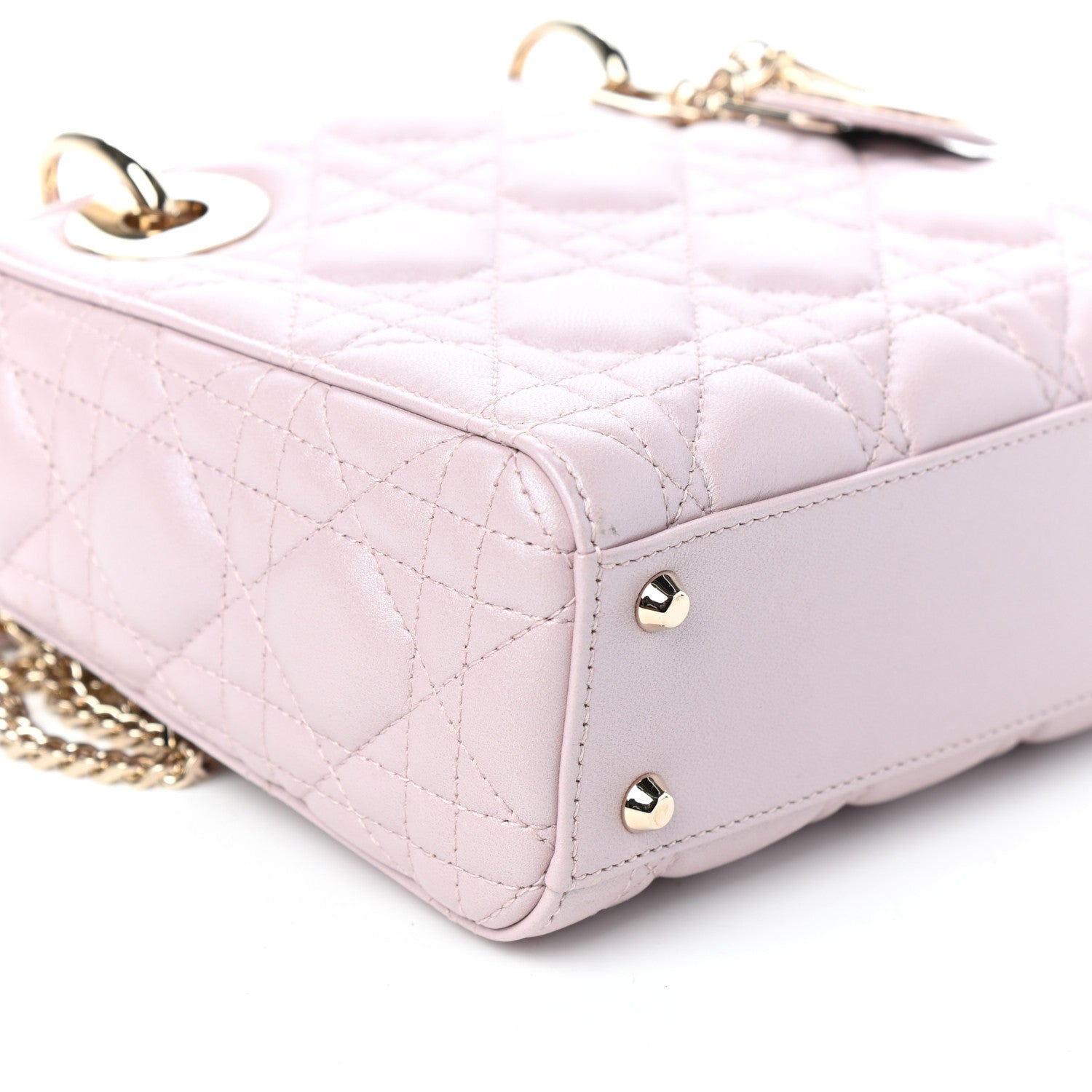 Christian Dior Metallic Lambskin Cannage Mini Lady Dior Lotus 16 of 17