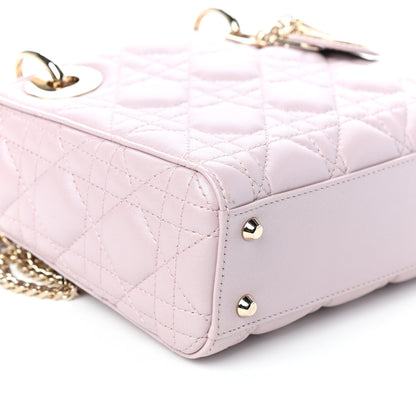 Christian Dior Metallic Lambskin Cannage Mini Lady Dior Lotus 16 of 17