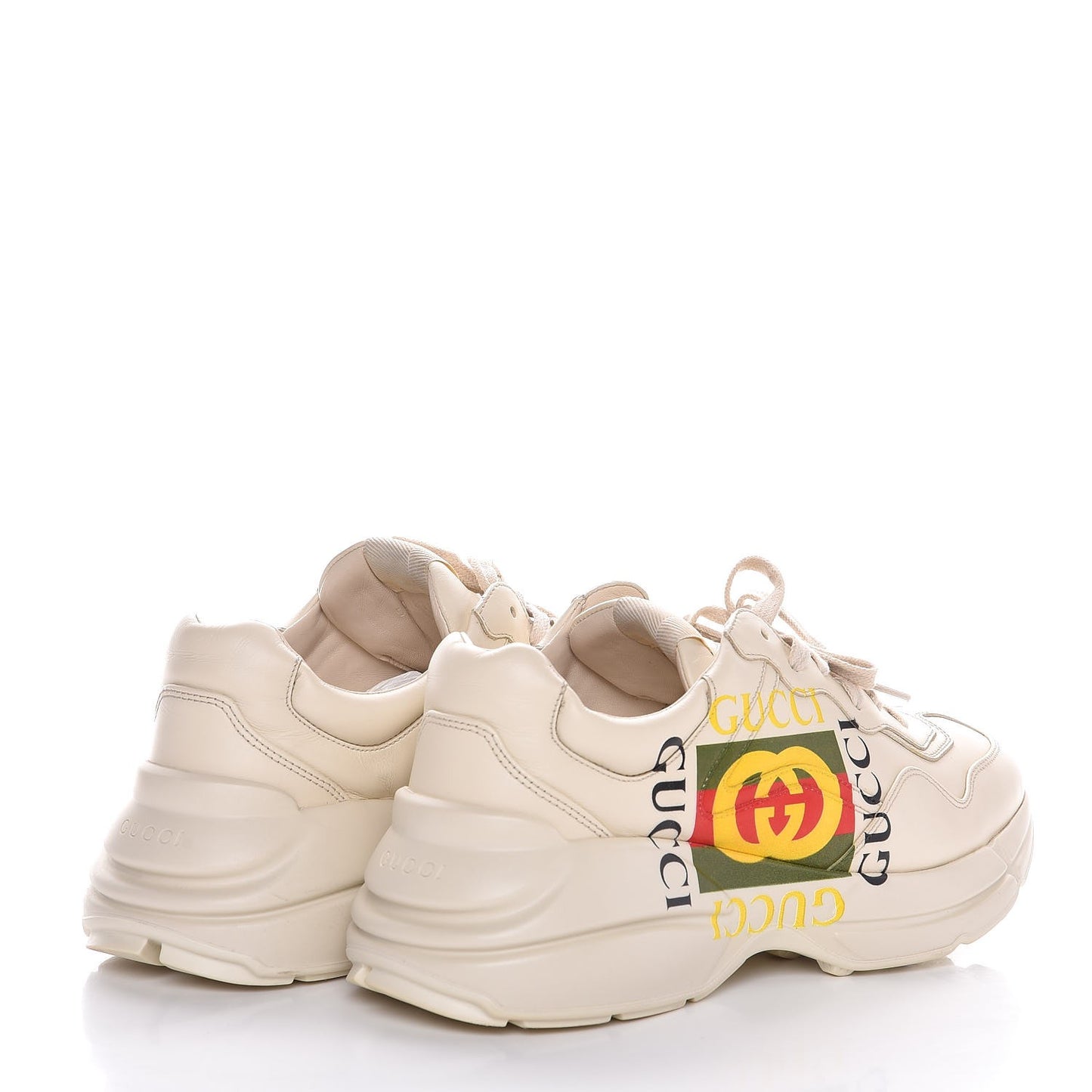 Calfskin Interlocking G Logo Mens Rhyton Sneakers 8 Ivory