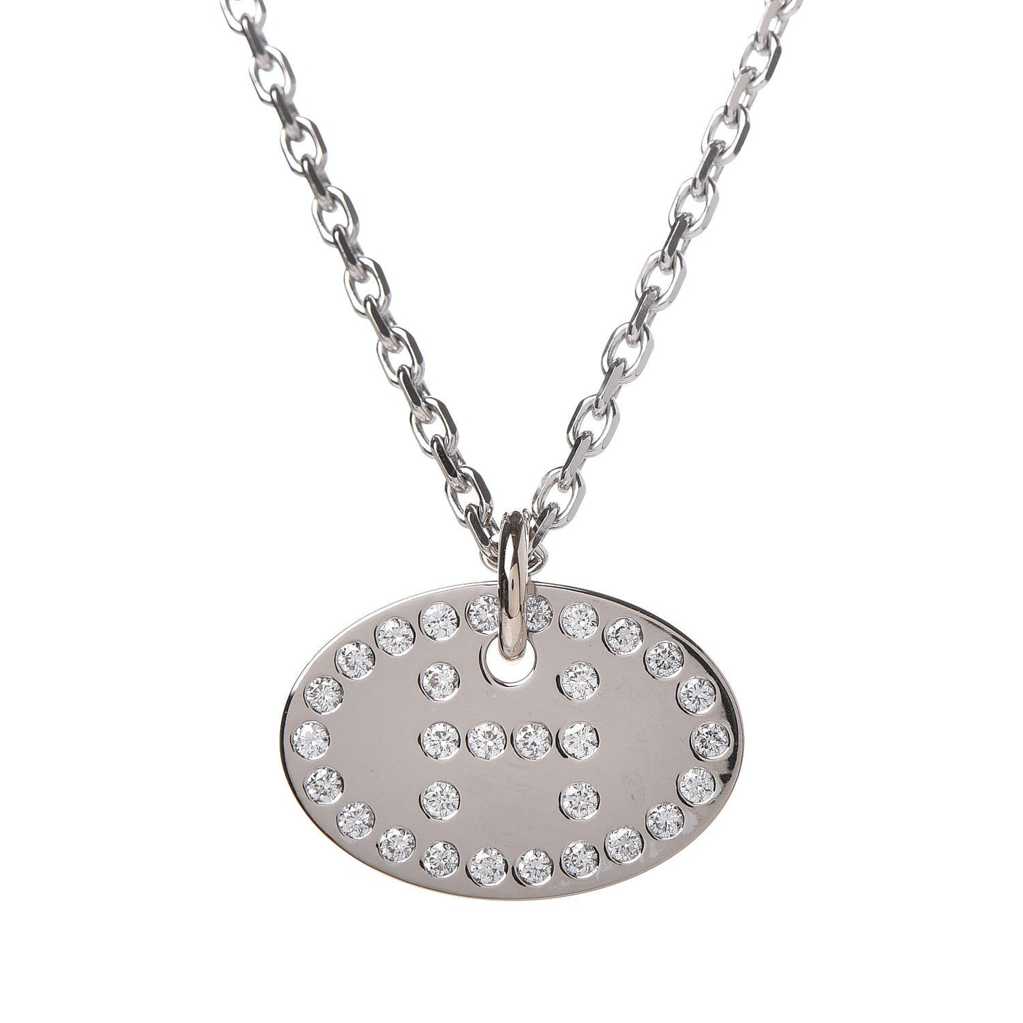 18K White Gold Diamond Eclipse Pendant Necklace