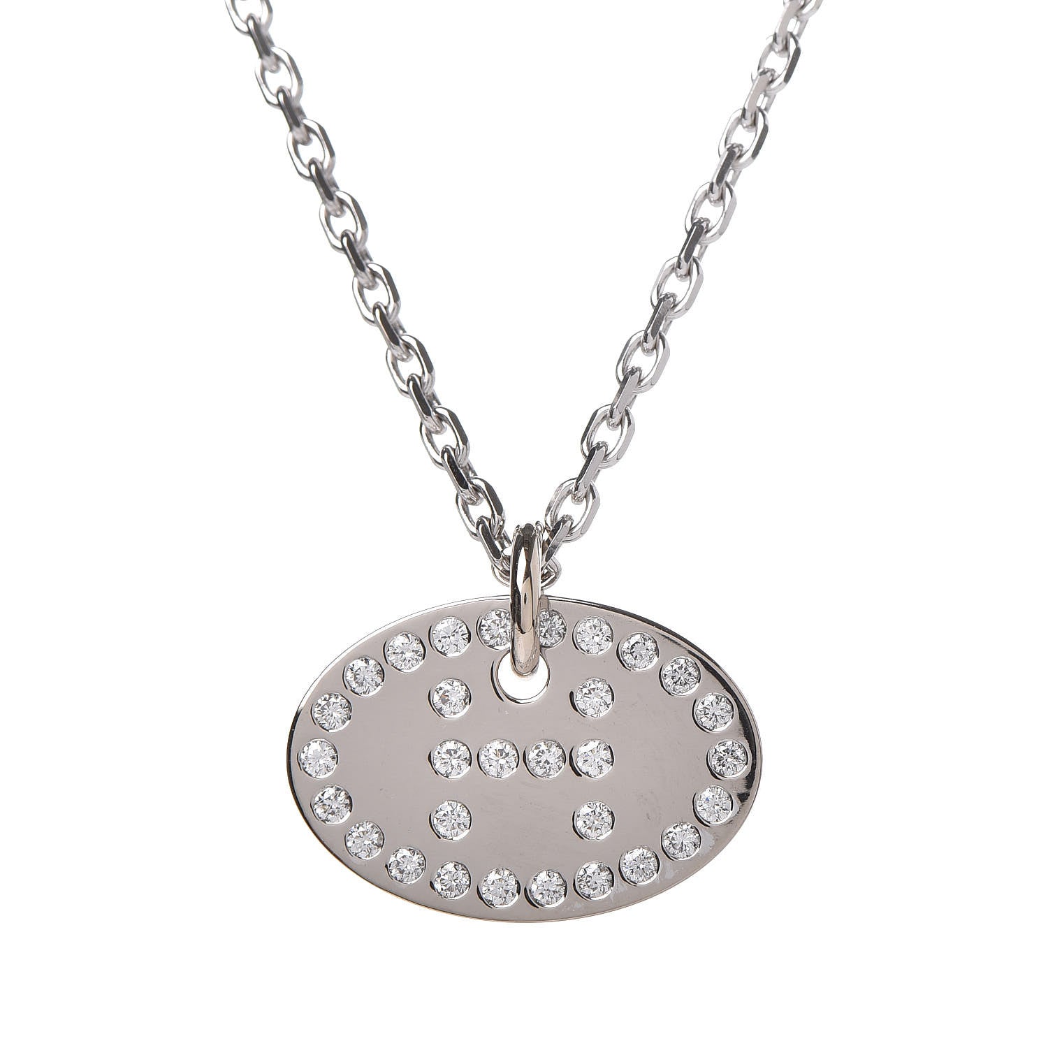 Hermes 18K White Gold Diamond Eclipse Pendant Necklace 5 of 5