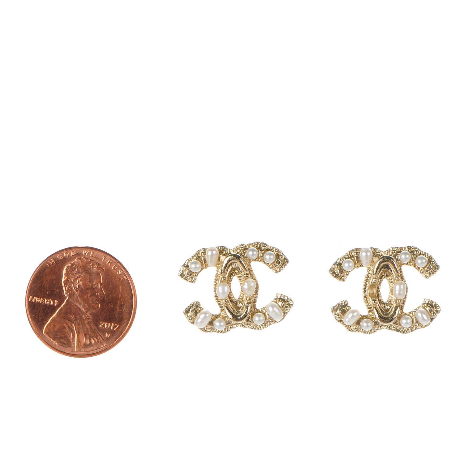 Chanel Pearl CC Earrings Light Gold 2 of 5