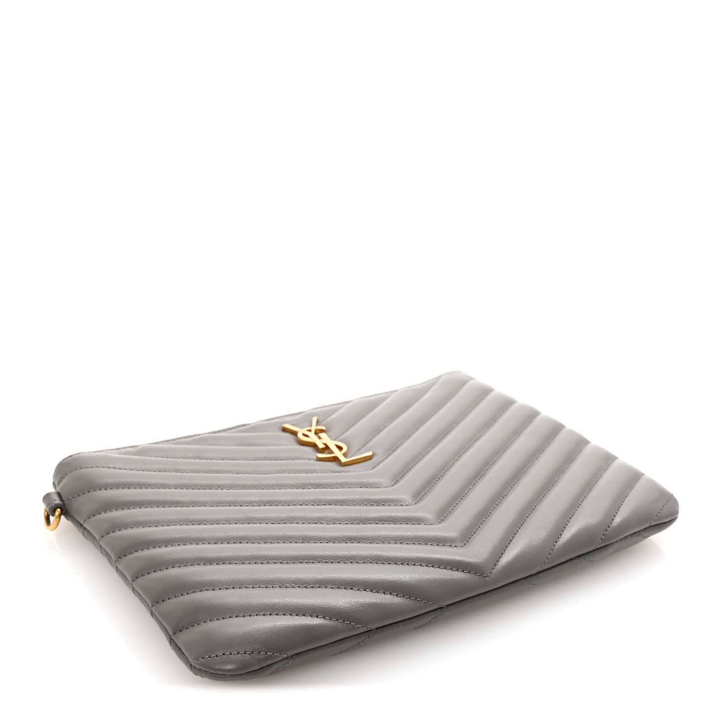 Calfskin Matelasse Chevron Monogram A5 Wristlet Dark Smog