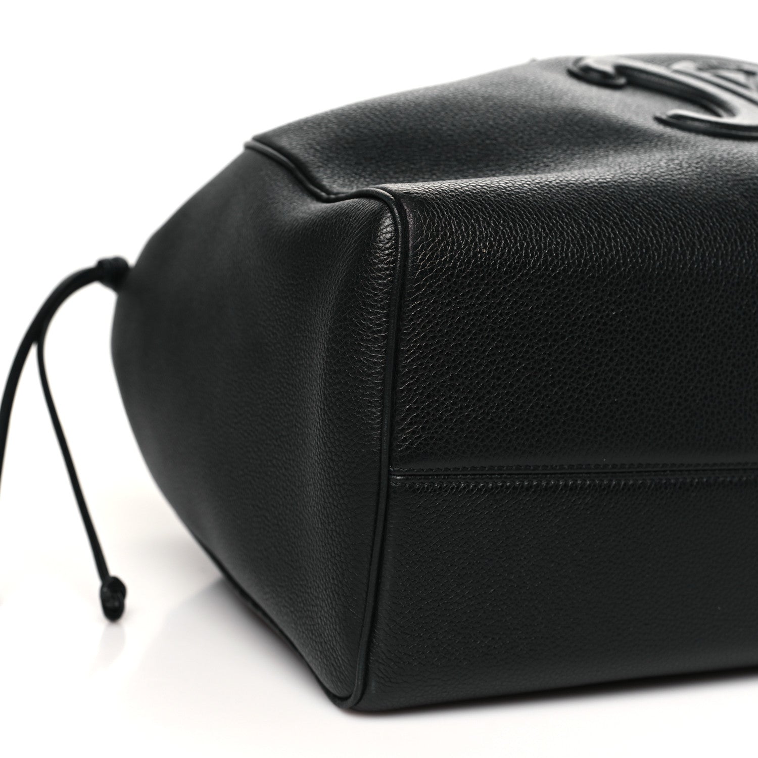 Celine Smooth Calfskin Cuir Triomphe Cabas Drawstring Black 9 of 10