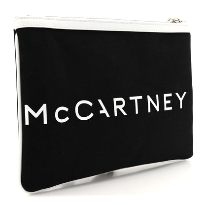 Stella McCartney Bananatex Fabric Logo Clutch Black White 3 of 7