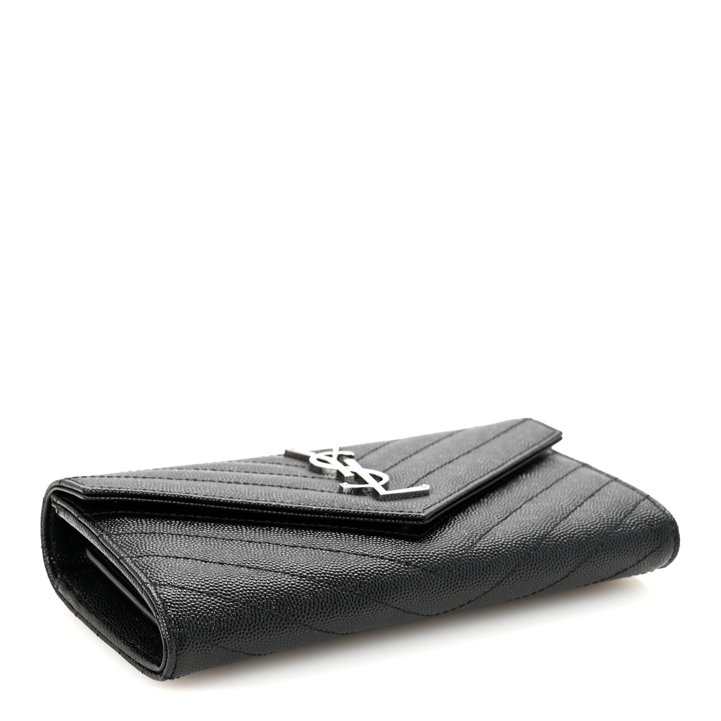 Grain De Poudre Matelasse Chevron Monogram Flap Wallet Black