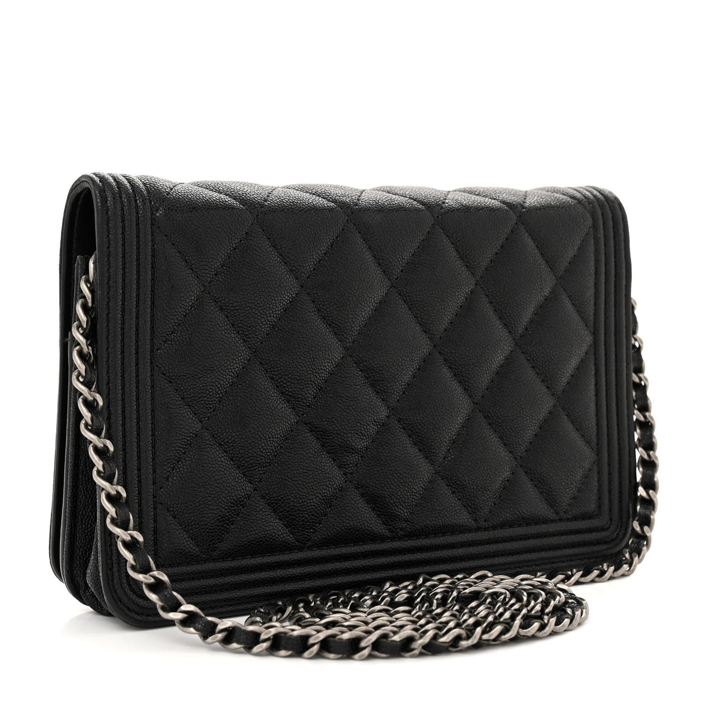 Caviar Quilted Boy Wallet On Chain WOC Black