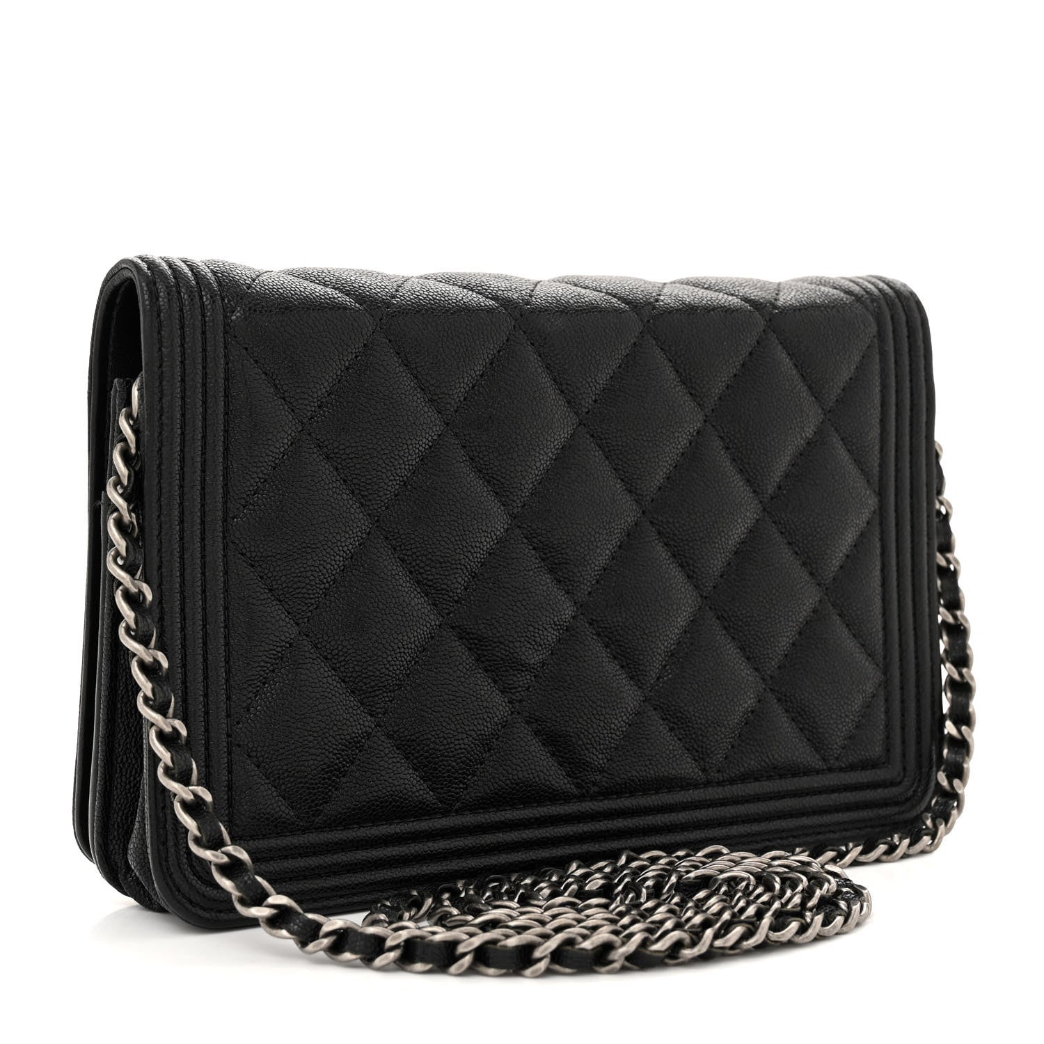 Chanel Caviar Quilted Boy Wallet On Chain WOC Black 3 of 12