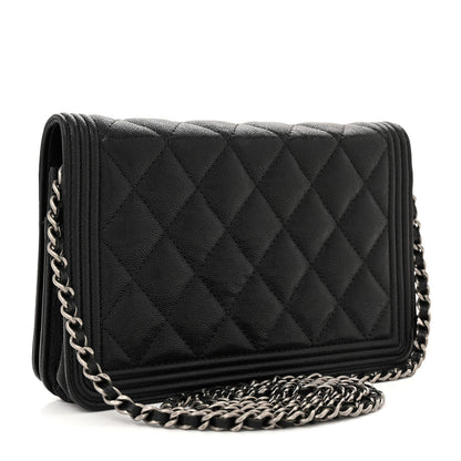 Chanel Caviar Quilted Boy Wallet On Chain WOC Black 3 of 12