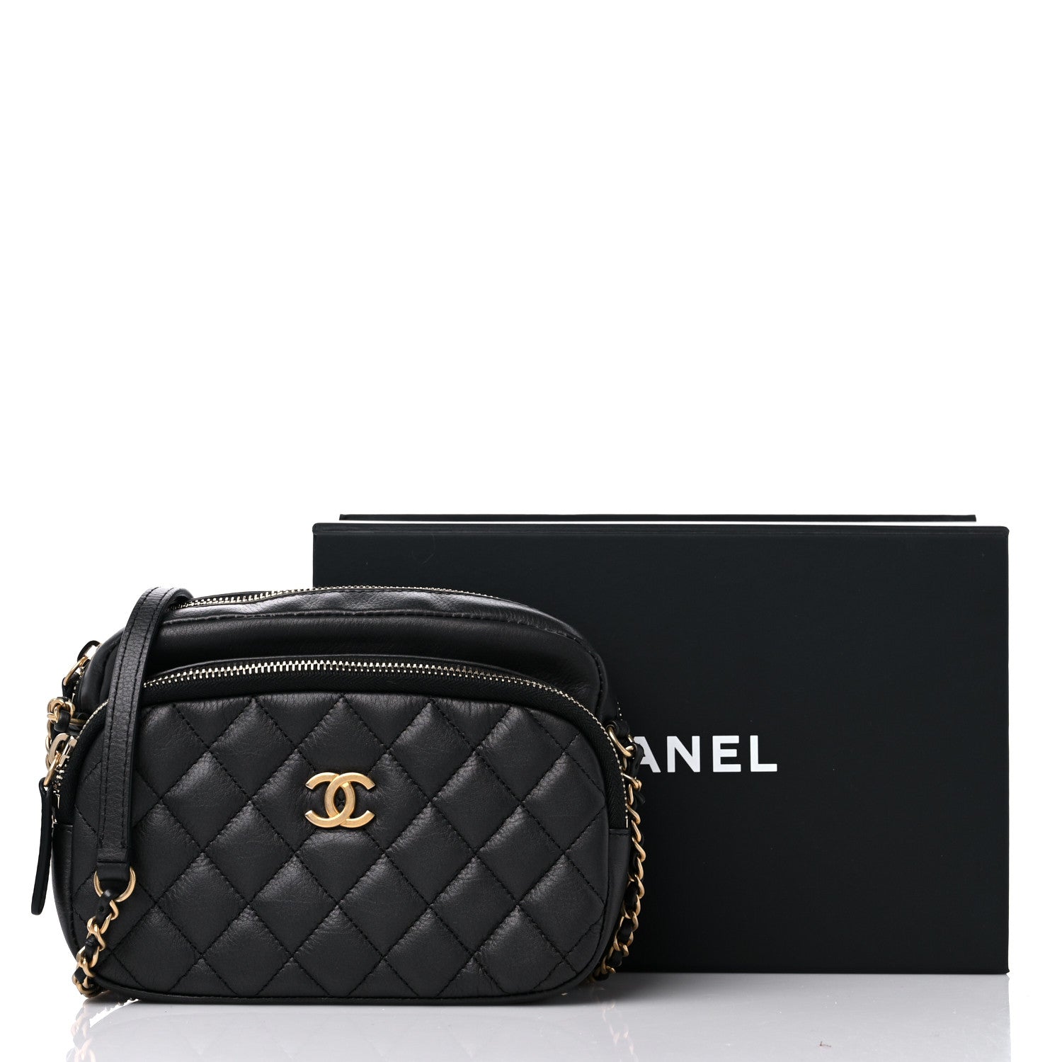 Chanel Calfskin Quilted Day Trips Camera Case Black 11 of 11