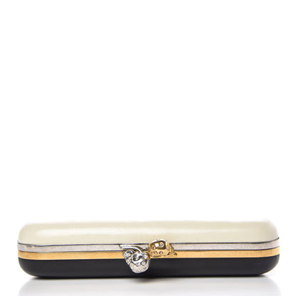 Alexander McQueen Lambskin Twin Skull Box Clutch White Black 8 of 12