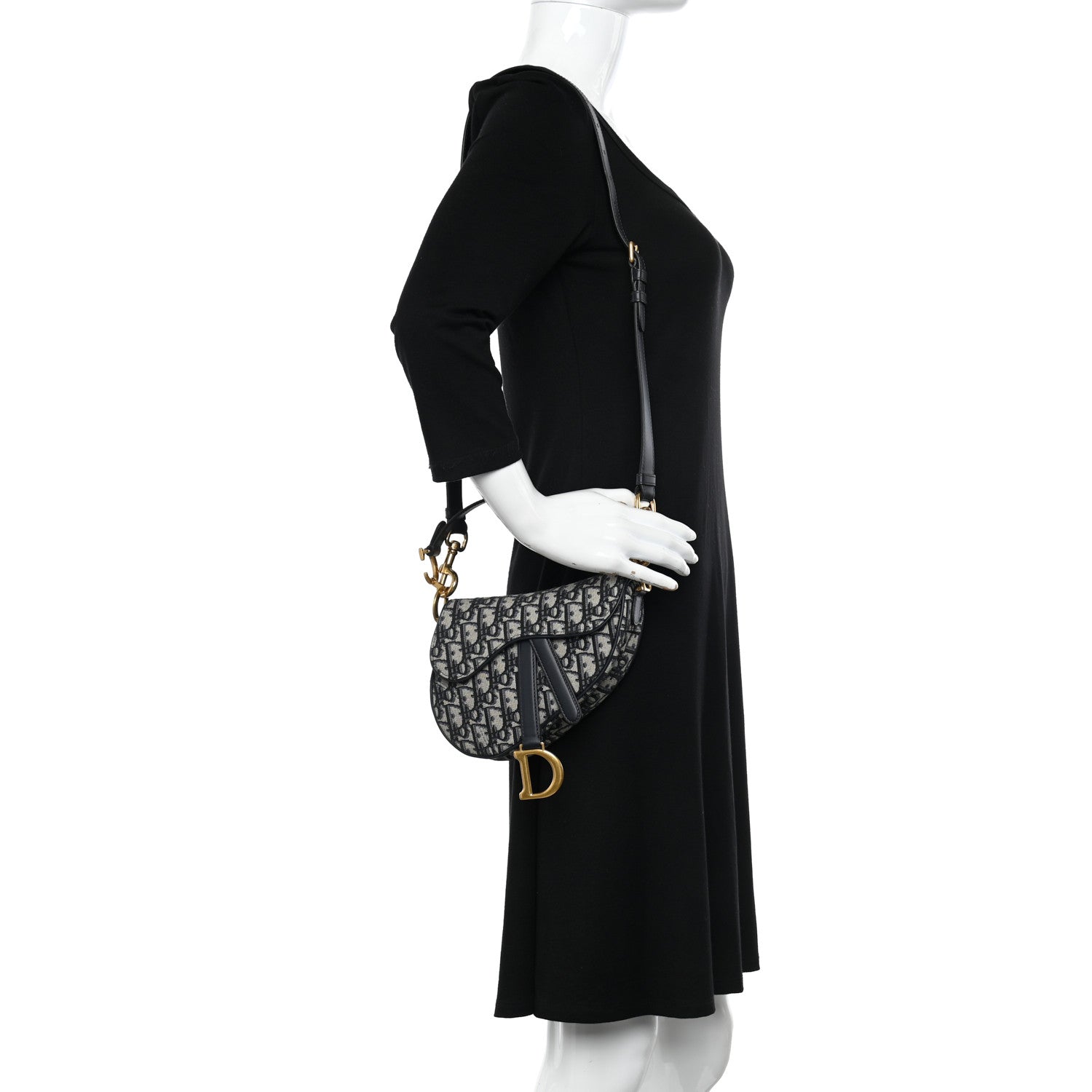 Christian Dior Oblique Mini Saddle Bag With Strap Blue 3 of 10