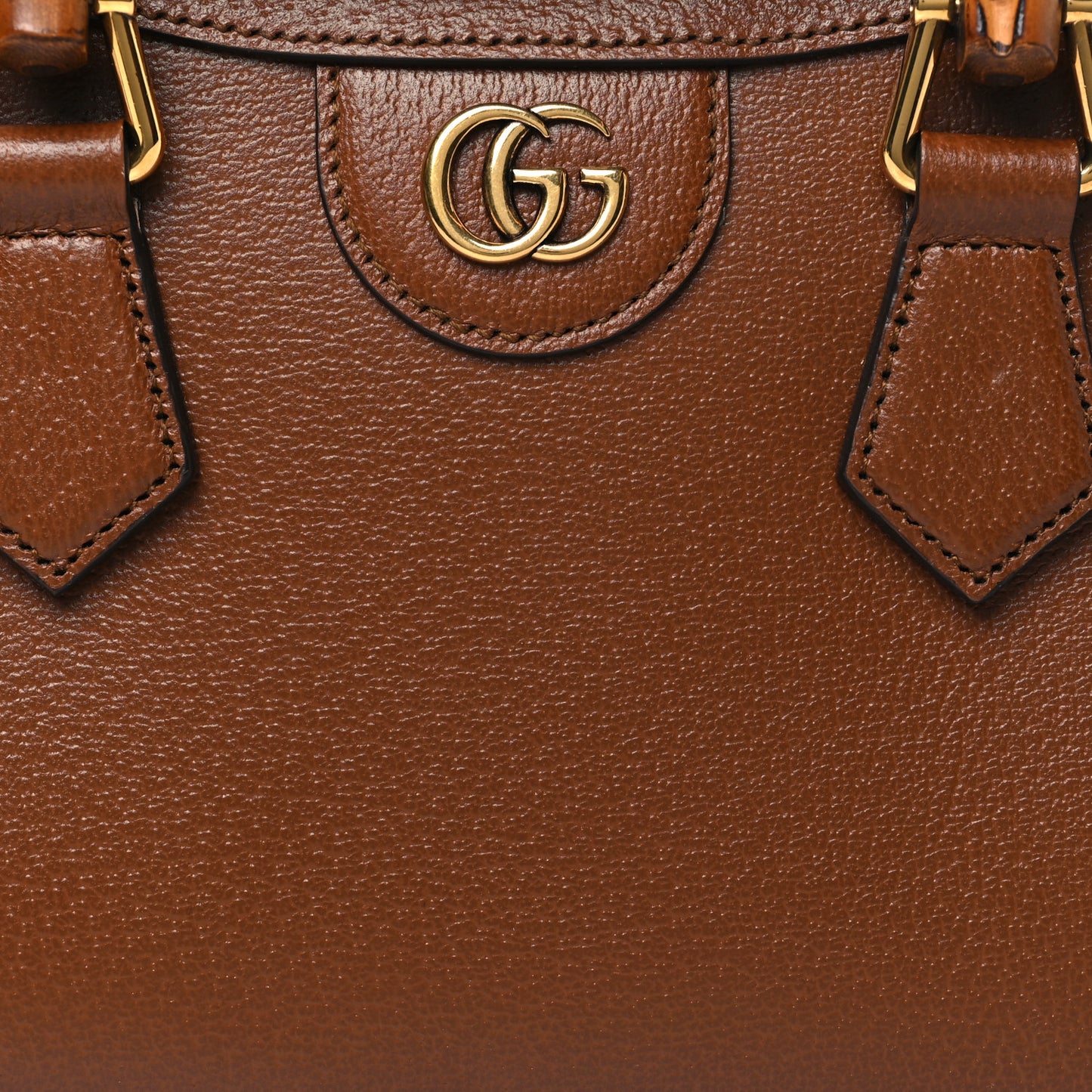 Textured Dollar Calfskin Web Mini Diana Tote Bag Cuir Black