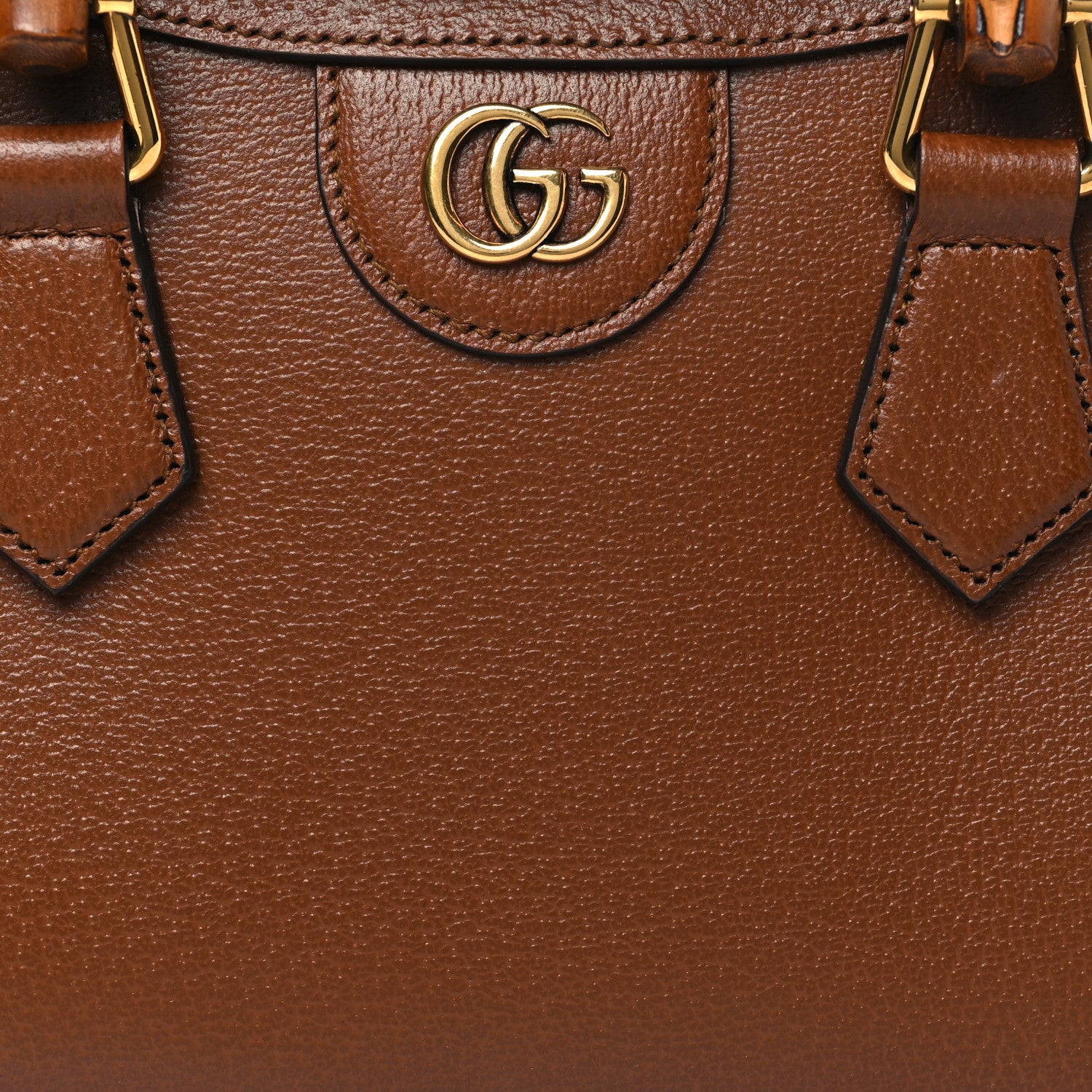 Gucci Textured Dollar Calfskin Web Mini Diana Tote Bag Cuir Black 7 of 10