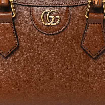 Gucci Textured Dollar Calfskin Web Mini Diana Tote Bag Cuir Black 7 of 10